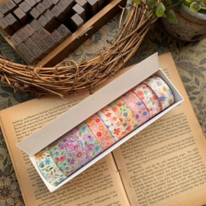 Flower Design Washi Tape Combo Set Pack of -10 Rolls (15mm* X 2 Mtr) Red