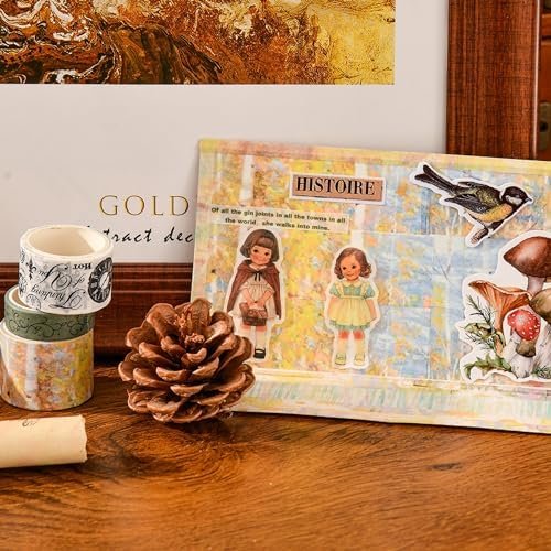 Vintage Washi Tape Set, Retro Art (20 Rolls),Fleeting Monologue Decorative Masking Tape Sets for Craft, Kids, Scrapbook (Letters from Anna)