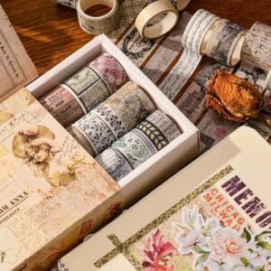 Vintage Washi Tape Set, Retro Art (20 Rolls),Fleeting Monologue Decorative Masking Tape Sets for Craft, Kids, Scrapbook (Letters from Anna)
