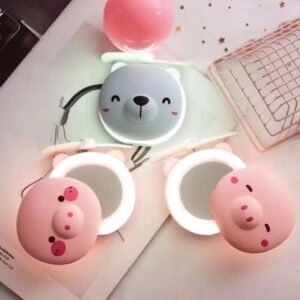 Fikroo Cartoon Portable USB LED Lights with Makeup Mirror/Cute Cosmetic Mirror and Fan