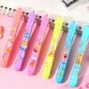 Highlighter Chisel Pen Set – Cute Cartoon Design with Stamp Art for Kids, Pack of 6 Vibrant Colors, Quick-Dry, Smudge-Proof, Dual Tip for School & Journaling
