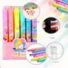 Highlighter Chisel Pen Set – Cute Cartoon Design with Stamp Art for Kids, Pack of 6 Vibrant Colors, Quick-Dry, Smudge-Proof, Dual Tip for School & Journaling