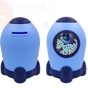 Rocket Piggy Bank with Password Number Lock Code - Unbreakable Plastic Cartoon Coin Box, Money Saving Bank for Children's