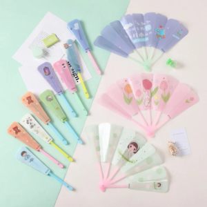 Cute Hand fan Foldable (Pack of 6) Plastic Foldable Handheld Fan For Summer Mini Fans for Children and best for Return Gifts for Kids (6)