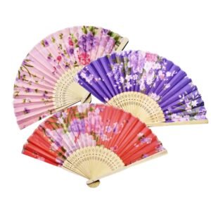 Pack of 2 Premium Japanese Folding Wooden Handheld Fan – Elegant, Portable & Lightweight Fan for Weddings, Travel, Events & Daily Use