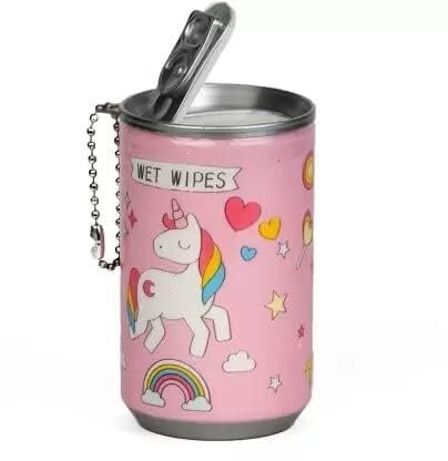 4 Pack of Unicorn Mini Wet Wipes – Travel-Friendly Refreshing Wipes in Cute Tin – Soft & Skin-Friendly