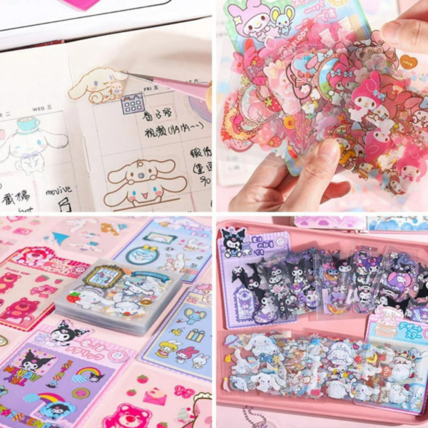 25 Sheets Sanrio Self-Adhesive Stickers Set – Kuromi | Cute Kawaii Cartoon Waterproof Stickers for Journals, Laptops, Scrapbooks, DIY Art & Crafts